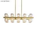 GobekUsa Modern Golden Cylindrical Crystal Pendant Light with 10/20 Island Lights for Dining Tables