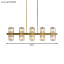GobekUsa Modern Golden Cylindrical Crystal Pendant Light with 10/20 Island Lights for Dining Tables