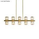 GobekUsa Modern Golden Cylindrical Crystal Pendant Light with 10/20 Island Lights for Dining Tables