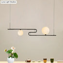 GobekUsa Modern Hanging Chandelier with Milky Glass and Folding Line Design in Black for Dining Hall Island - Simplicity Modo