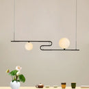 GobekUsa Modern Hanging Chandelier with Milky Glass and Folding Line Design in Black for Dining Hall Island - Simplicity Modo