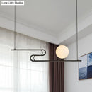 GobekUsa Modern Hanging Chandelier with Milky Glass and Folding Line Design in Black for Dining Hall Island - Simplicity Modo