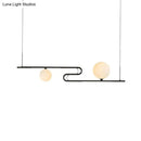 GobekUsa Modern Hanging Chandelier with Milky Glass and Folding Line Design in Black for Dining Hall Island - Simplicity Modo