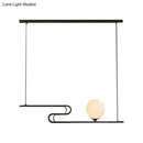 GobekUsa Modern Hanging Chandelier with Milky Glass and Folding Line Design in Black for Dining Hall Island - Simplicity Modo