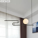 GobekUsa Modern Hanging Chandelier with Milky Glass and Folding Line Design in Black for Dining Hall Island - Simplicity Modo