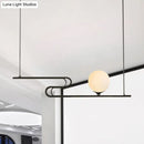 GobekUsa Modern Hanging Chandelier with Milky Glass and Folding Line Design in Black for Dining Hall Island - Simplicity Modo