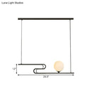 GobekUsa Modern Hanging Chandelier with Milky Glass and Folding Line Design in Black for Dining Hall Island - Simplicity Modo