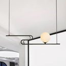 GobekUsa Modern Hanging Chandelier with Milky Glass and Folding Line Design in Black for Dining Hall Island - Simplicity Modo