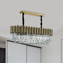 GobekUsa Modern Hanging Crystal Pendant Light with 10 Black-Gold Icicle-shaped Heads for Island Ceilings
