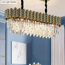 GobekUsa Modern Hanging Crystal Pendant Light with 10 Black-Gold Icicle-shaped Heads for Island Ceilings
