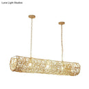 GobekUsa Modern Hanging Rattan Ceiling Light with 3 Bulbs for Tea Room Island