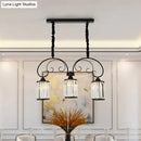 GobekUsa Modern Island Light - 3 Head Black Pendant with Clear Crystal Blocks and Scrolling Arm