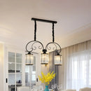 GobekUsa Modern Island Light - 3 Head Black Pendant with Clear Crystal Blocks and Scrolling Arm