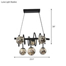 GobekUsa Modern Island Pendant Light with Smoke Gray Orb Glass Shade - Black Metal, LED Bulbs - Ideal for Dining Room
