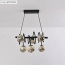GobekUsa Modern Island Pendant Light with Smoke Gray Orb Glass Shade - Black Metal, LED Bulbs - Ideal for Dining Room