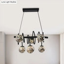 GobekUsa Modern Island Pendant Light with Smoke Gray Orb Glass Shade - Black Metal, LED Bulbs - Ideal for Dining Room