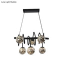 GobekUsa Modern Island Pendant Light with Smoke Gray Orb Glass Shade - Black Metal, LED Bulbs - Ideal for Dining Room