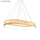GobekUsa Modern LED Acrylic Dual Oval Pendant Chandelier - Black/Gold Ceiling Fixture for Dining Room