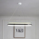 GobekUsa Modern LED Acrylic Dual Oval Pendant Chandelier - Black/Gold Ceiling Fixture for Dining Room