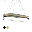 GobekUsa Modern LED Acrylic Dual Oval Pendant Chandelier - Black/Gold Ceiling Fixture for Dining Room