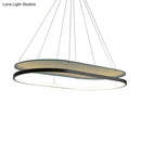 GobekUsa Modern LED Acrylic Dual Oval Pendant Chandelier - Black/Gold Ceiling Fixture for Dining Room