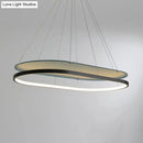 GobekUsa Modern LED Acrylic Dual Oval Pendant Chandelier - Black/Gold Ceiling Fixture for Dining Room