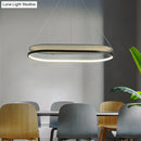 GobekUsa Modern LED Acrylic Dual Oval Pendant Chandelier - Black/Gold Ceiling Fixture for Dining Room