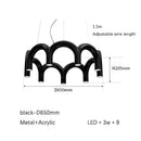 GobekUsa Modern LED Arch Chandelier in Black/White/Orange/Blue