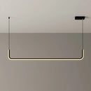 GobekUsa Modern LED Black Island Hanging Lamp Kit - Sleek Metal Half Rectangle Design with Adjustable Warm/White Lighting