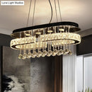GobekUsa Modern LED Crystal Pendant Light with Stainless Steel Frame and Tassel Accents
