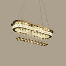 GobekUsa Modern LED Crystal Pendant Light with Stainless Steel Frame and Tassel Accents