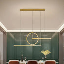 GobekUsa Modern LED Restaurant Island Lamp in Black/Gold with Circle & Linear Metal Shade - Warm/White Light