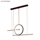 GobekUsa Modern LED Restaurant Island Lamp in Black/Gold with Circle & Linear Metal Shade - Warm/White Light