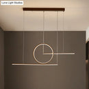 GobekUsa Modern LED Restaurant Island Lamp in Black/Gold with Circle & Linear Metal Shade - Warm/White Light