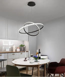 GobekUsa Modern LED Ring Pendant Chandelier - Black