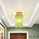 GobekUsa Modern Metal Chain Semi Flush Mount Lamp - 1 Light Ceiling Fixture for Living Room in Gold/Chrome/Blue