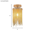 GobekUsa Modern Metal Chain Semi Flush Mount Lamp - 1 Light Ceiling Fixture for Living Room in Gold/Chrome/Blue
