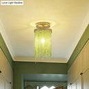 GobekUsa Modern Metal Chain Semi Flush Mount Lamp - 1 Light Ceiling Fixture for Living Room in Gold/Chrome/Blue