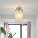 GobekUsa Modern Metal Chain Semi Flush Mount Lamp - 1 Light Ceiling Fixture for Living Room in Gold/Chrome/Blue