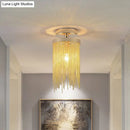GobekUsa Modern Metal Chain Semi Flush Mount Lamp - 1 Light Ceiling Fixture for Living Room in Gold/Chrome/Blue