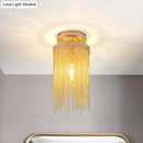 GobekUsa Modern Metal Chain Semi Flush Mount Lamp - 1 Light Ceiling Fixture for Living Room in Gold/Chrome/Blue