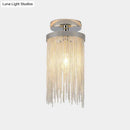 GobekUsa Modern Metal Chain Semi Flush Mount Lamp - 1 Light Ceiling Fixture for Living Room in Gold/Chrome/Blue