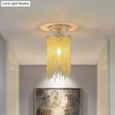GobekUsa Modern Metal Chain Semi Flush Mount Lamp - 1 Light Ceiling Fixture for Living Room in Gold/Chrome/Blue