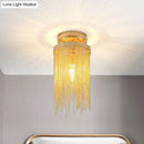 GobekUsa Modern Metal Chain Semi Flush Mount Lamp - 1 Light Ceiling Fixture for Living Room in Gold/Chrome/Blue