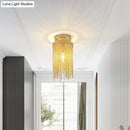 GobekUsa Modern Metal Chain Semi Flush Mount Lamp - 1 Light Ceiling Fixture for Living Room in Gold/Chrome/Blue