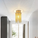 GobekUsa Modern Metal Chain Semi Flush Mount Lamp - 1 Light Ceiling Fixture for Living Room in Gold/Chrome/Blue