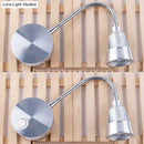 GobekUsa Modern Metal LED Wall Sconce with Adjustable Reading Light in Warm/White Chrome Finish
