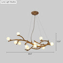 GobekUsa Modern Metal Tree Branch Island Lighting Fixture with Art Deco Wood Suspension and Acrylic Ball Shade