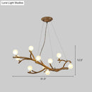 GobekUsa Modern Metal Tree Branch Island Lighting Fixture with Art Deco Wood Suspension and Acrylic Ball Shade
