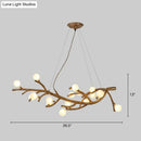 GobekUsa Modern Metal Tree Branch Island Lighting Fixture with Art Deco Wood Suspension and Acrylic Ball Shade